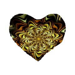 Fractal Flower Petals Gold Standard 16  Premium Flano Heart Shape Cushions by Nexatart