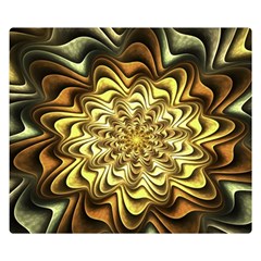 Fractal Flower Petals Gold Double Sided Flano Blanket (small)  by Nexatart