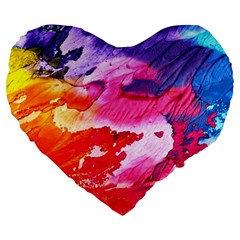 Abstract Art Background Paint Large 19  Premium Flano Heart Shape Cushions by Nexatart