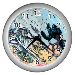 Abstract Structure Background Wax Wall Clocks (silver)  by Nexatart