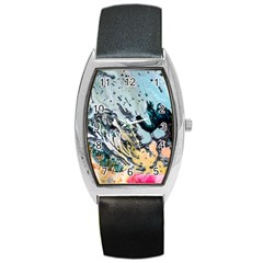 Abstract Structure Background Wax Barrel Style Metal Watch by Nexatart