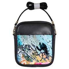 Abstract Structure Background Wax Girls Sling Bags