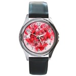 Flower Roses Heart Art Abstract Round Metal Watch Front