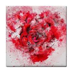 Flower Roses Heart Art Abstract Tile Coasters by Nexatart