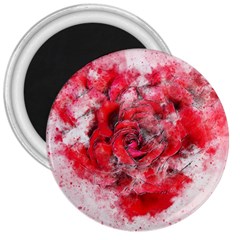 Flower Roses Heart Art Abstract 3  Magnets by Nexatart