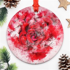 Flower Roses Heart Art Abstract Ornament (round) by Nexatart