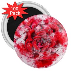 Flower Roses Heart Art Abstract 3  Magnets (100 Pack) by Nexatart