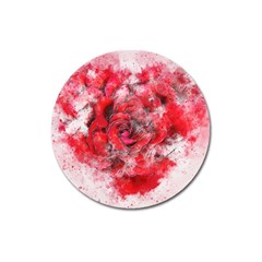 Flower Roses Heart Art Abstract Magnet 3  (round)