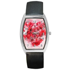 Flower Roses Heart Art Abstract Barrel Style Metal Watch by Nexatart