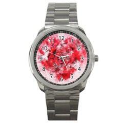 Flower Roses Heart Art Abstract Sport Metal Watch by Nexatart