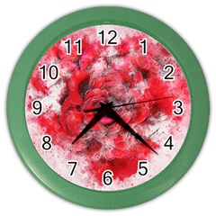 Flower Roses Heart Art Abstract Color Wall Clocks by Nexatart