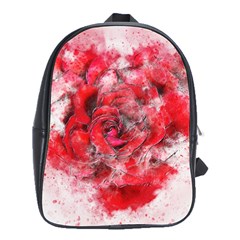 Flower Roses Heart Art Abstract School Bag (large) by Nexatart