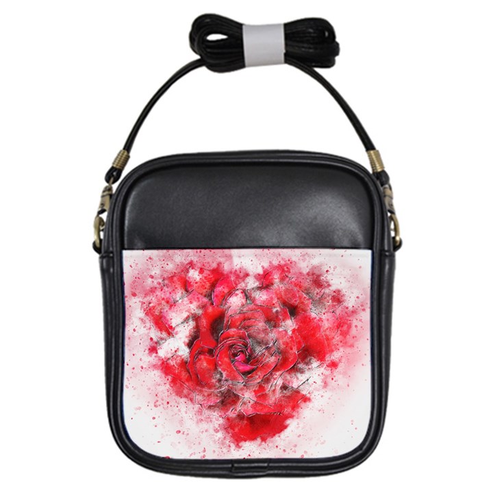 Flower Roses Heart Art Abstract Girls Sling Bags