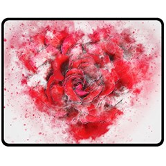 Flower Roses Heart Art Abstract Fleece Blanket (medium)  by Nexatart