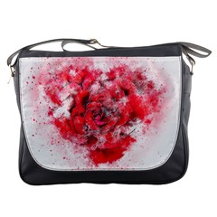 Flower Roses Heart Art Abstract Messenger Bags by Nexatart