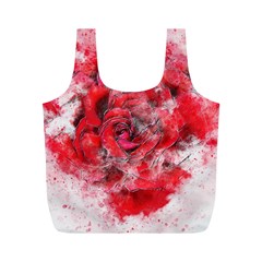 Flower Roses Heart Art Abstract Full Print Recycle Bags (m)  by Nexatart