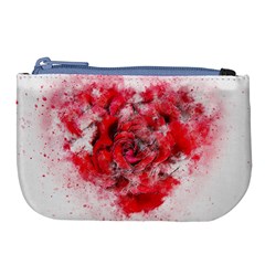 Flower Roses Heart Art Abstract Large Coin Purse