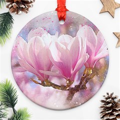 Flowers Magnolia Art Abstract Ornament (round) by Nexatart