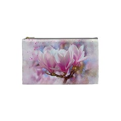 Flowers Magnolia Art Abstract Cosmetic Bag (small)  by Nexatart