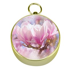 Flowers Magnolia Art Abstract Gold Compasses