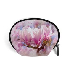 Flowers Magnolia Art Abstract Accessory Pouches (small)  by Nexatart