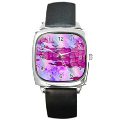 Background Crack Art Abstract Square Metal Watch by Nexatart