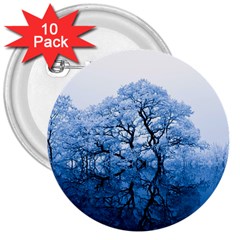 Nature Inspiration Trees Blue 3  Buttons (10 Pack)  by Nexatart