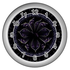 Fractal Abstract Purple Majesty Wall Clocks (silver)  by Nexatart