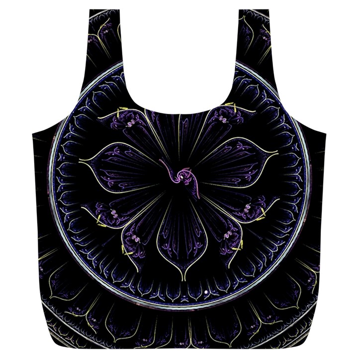 Fractal Abstract Purple Majesty Full Print Recycle Bags (L) 