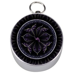 Fractal Abstract Purple Majesty Silver Compasses