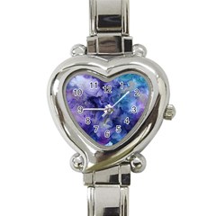 Ink Background Swirl Blue Purple Heart Italian Charm Watch