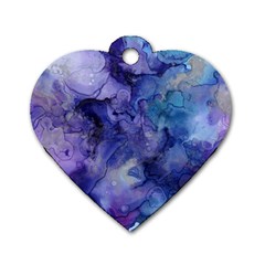 Ink Background Swirl Blue Purple Dog Tag Heart (Two Sides)