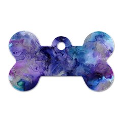 Ink Background Swirl Blue Purple Dog Tag Bone (Two Sides)