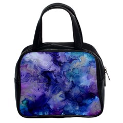 Ink Background Swirl Blue Purple Classic Handbags (2 Sides) by Nexatart