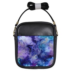 Ink Background Swirl Blue Purple Girls Sling Bags