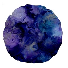 Ink Background Swirl Blue Purple Large 18  Premium Round Cushions