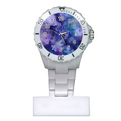 Ink Background Swirl Blue Purple Plastic Nurses Watch