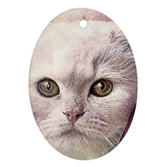 Cat Pet Cute Art Abstract Vintage Ornament (oval) by Nexatart