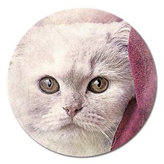 Cat Pet Cute Art Abstract Vintage Magnet 5  (round) by Nexatart