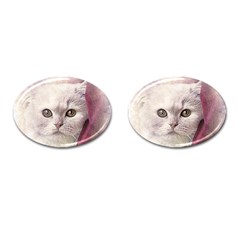 Cat Pet Cute Art Abstract Vintage Cufflinks (oval) by Nexatart