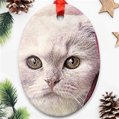 Cat Pet Cute Art Abstract Vintage Oval Ornament (two Sides) by Nexatart