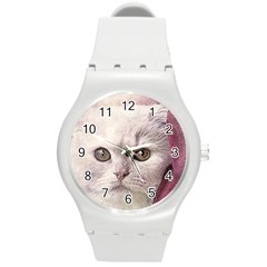 Cat Pet Cute Art Abstract Vintage Round Plastic Sport Watch (m) by Nexatart