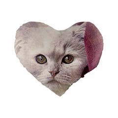 Cat Pet Cute Art Abstract Vintage Standard 16  Premium Flano Heart Shape Cushions