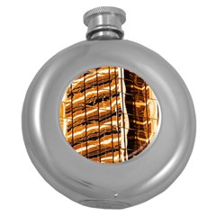 Abstract Architecture Background Round Hip Flask (5 Oz)