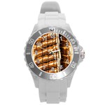 Abstract Architecture Background Round Plastic Sport Watch (L) Front