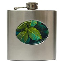 Green Plant Leaf Foliage Nature Hip Flask (6 Oz) by Nexatart