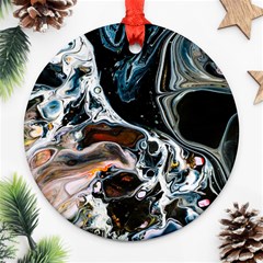 Abstract Flow River Black Ornament (round) by Nexatart