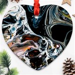 Abstract Flow River Black Ornament (Heart) Front