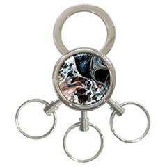 Abstract Flow River Black 3-ring Key Chains by Nexatart