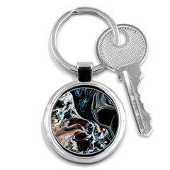 Abstract Flow River Black Key Chains (round)  by Nexatart